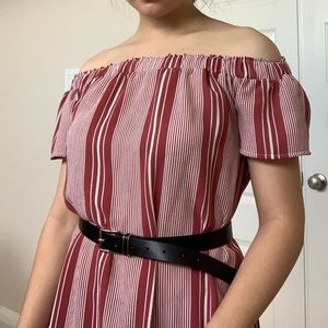 Charlotte Russe Pink Stripe Off Shoulder Dress Top